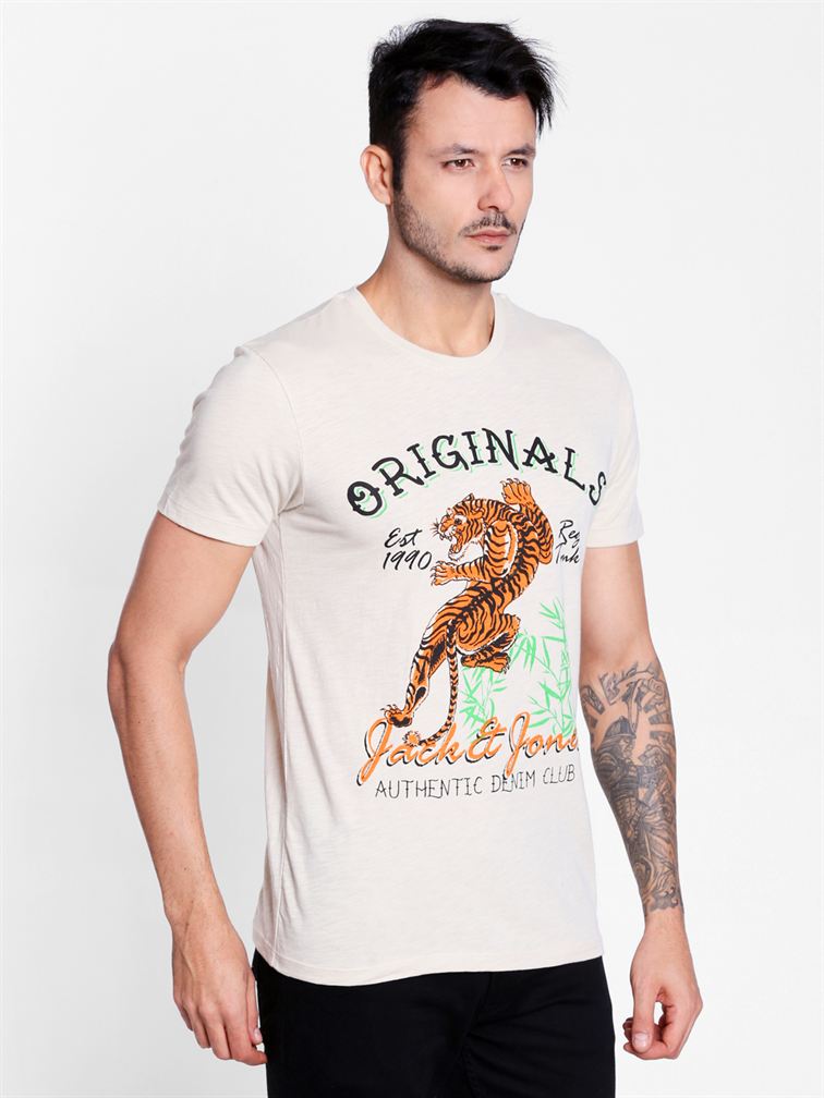 Jack n Jones Men Casual Wear Printed T-shirt